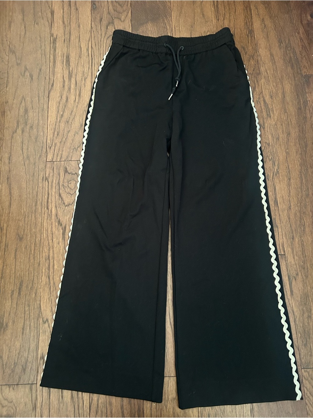 WYSE London Black Ric Rac Side Stripe Wide Leg Pants Size 4 (US 10 / L)
